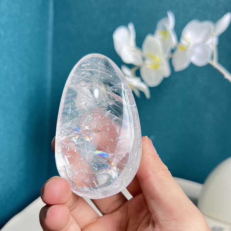 White Smoky Quartz Crystal with Beautiful Rainbow Reflections