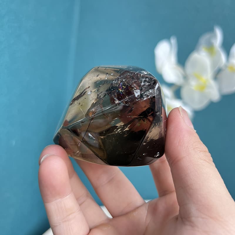 Smoky quartz crystal used as meditation focus stone