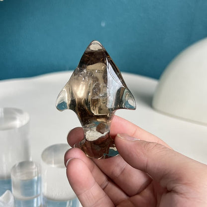 Smoky Quartz Fish Crystal Carving for Spiritual Healing