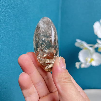Smooth Smoky Quartz Palm Stone for Meditation and Energy Healing