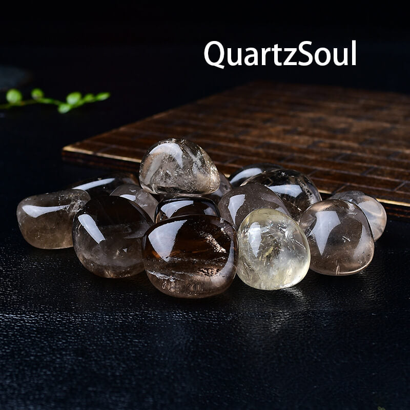  Natural Smoky Quartz tumbled stones with smooth polished surface and translucent brown color