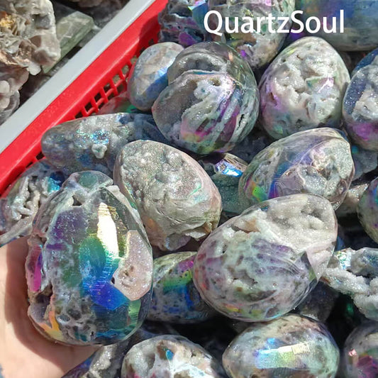 Premium wholesale Sphalerite crystal eggs with iridescent rainbow flash