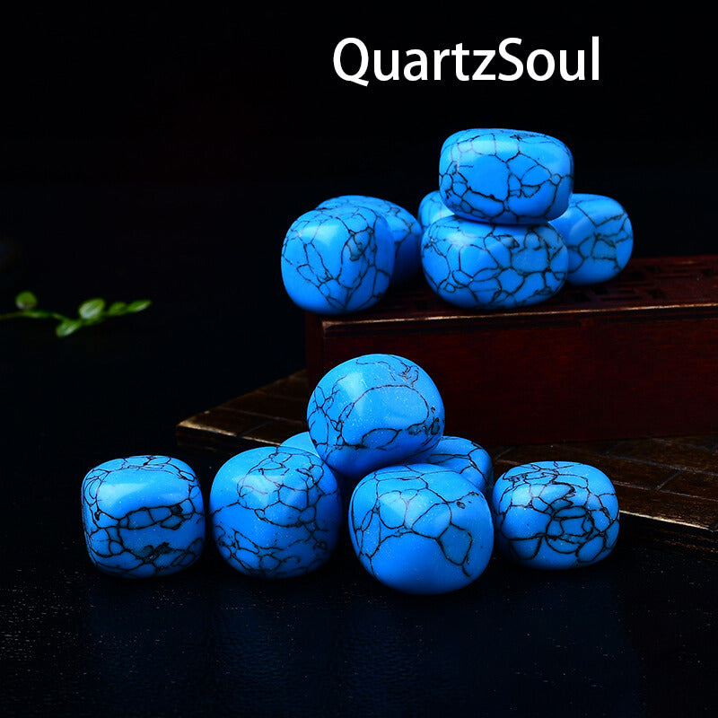 Vibrant Blue Turquoise Tumbled Stones with Matrix Veining