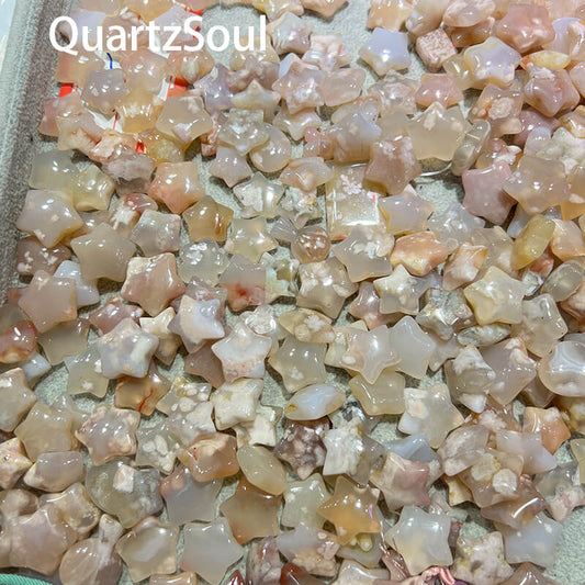 Premium five-pointed star Blossom Agate crystals available for wholesale crystal suppliers