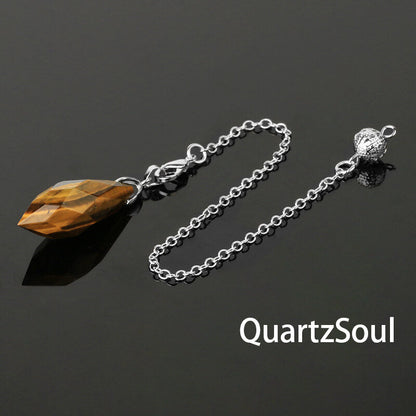 Tiger Eye Faceted Crystal Pendulum for Spiritual Guidance