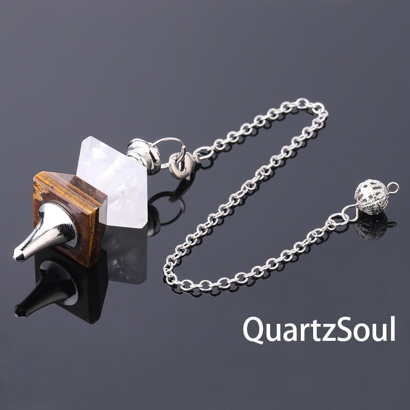 Tiger Eye pyramid crystal pendulum for confidence manifestation
