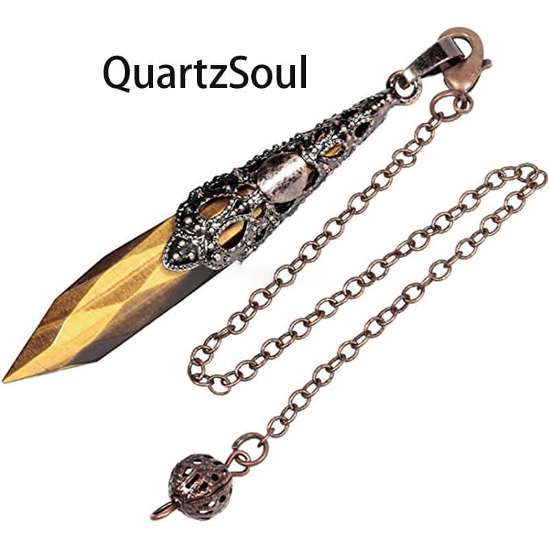 Tiger's Eye Faceted Crystal Pendulum for Protection and Clarity