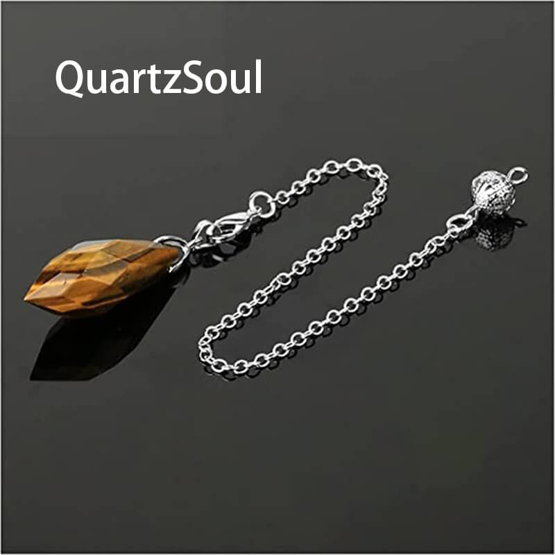 Tiger's Eye Crystal Pendulum Dowsing Tool with Decorative Chain