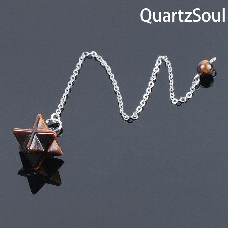 Tiger's Eye Merkaba Crystal Pendulum for Confidence