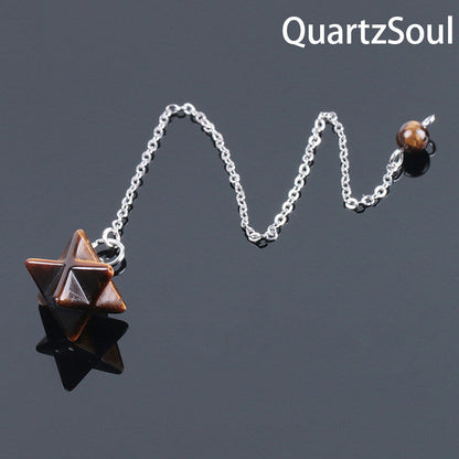 Tiger's Eye Merkaba Crystal Pendulum for Confidence