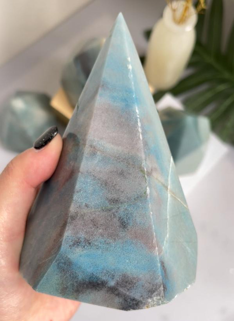 Meditation arrangement featuring Trolleite crystal points