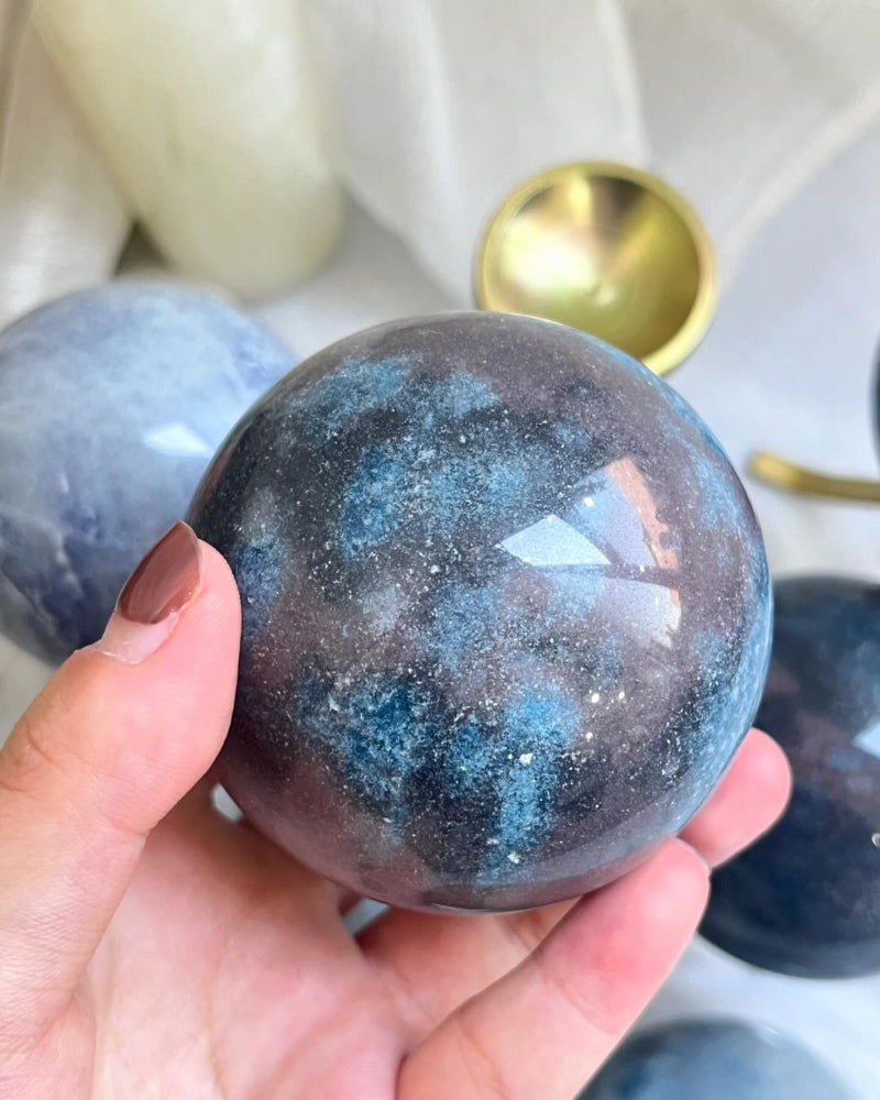 Unique Texture Details of Natural Trolleite Crystal Sphere