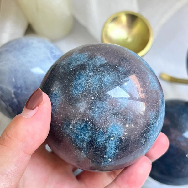 Unique Texture Details of Natural Trolleite Crystal Sphere