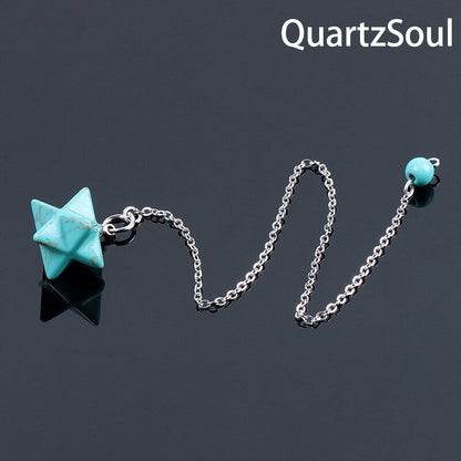 Turquoise Merkaba Crystal Pendulum for Spiritual Awareness