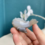 Handcrafted white agate crystal dolphin carving with translucent finish