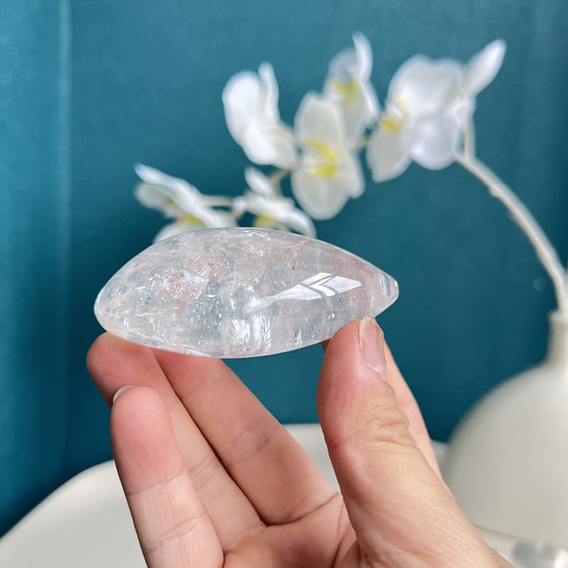 White Smoky Quartz Crystal Egg in Spiritual Altar Arrangement