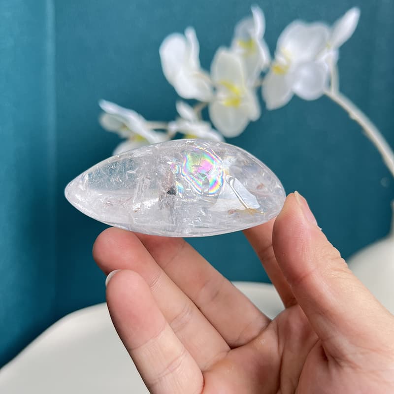 White Smoky Quartz Crystal Egg as Center Piece in Crystal Grid