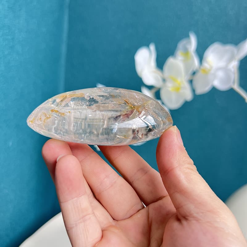 White Smoky Quartz Free Form Crystal as Elegant Office Decor