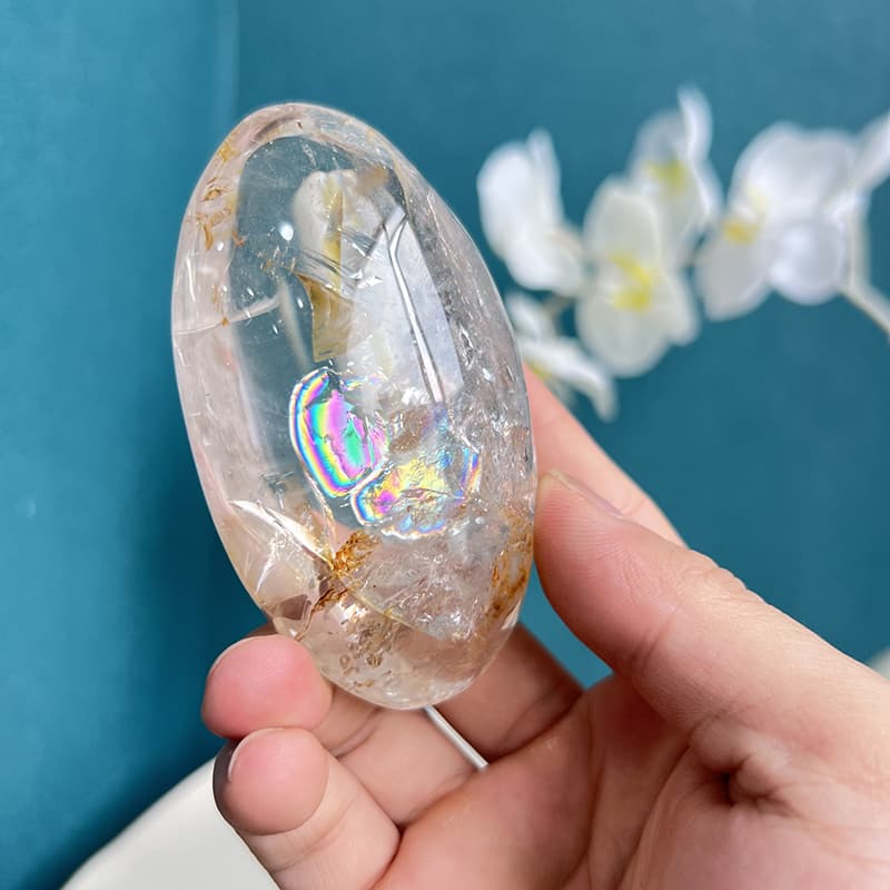 White Smoky Quartz Free Form Crystal Arranged with Healing Stones