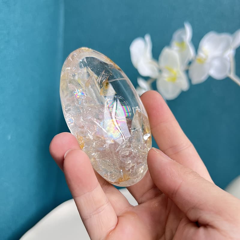 Clear Smoky Quartz Crystal Free Form Internal Formations Detail