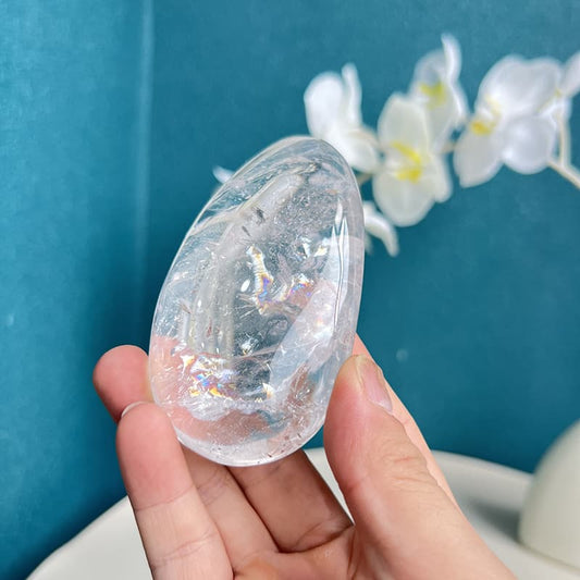 Premium White Smoky Quartz Free Form Crystal with Rainbow Inclusions