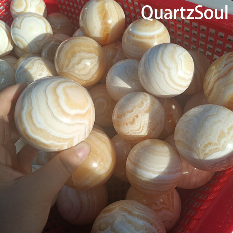 Natural Yellow Calcite crystal spheres for wholesale crystal suppliers