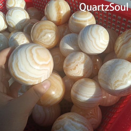 Natural Yellow Calcite crystal spheres for wholesale crystal suppliers