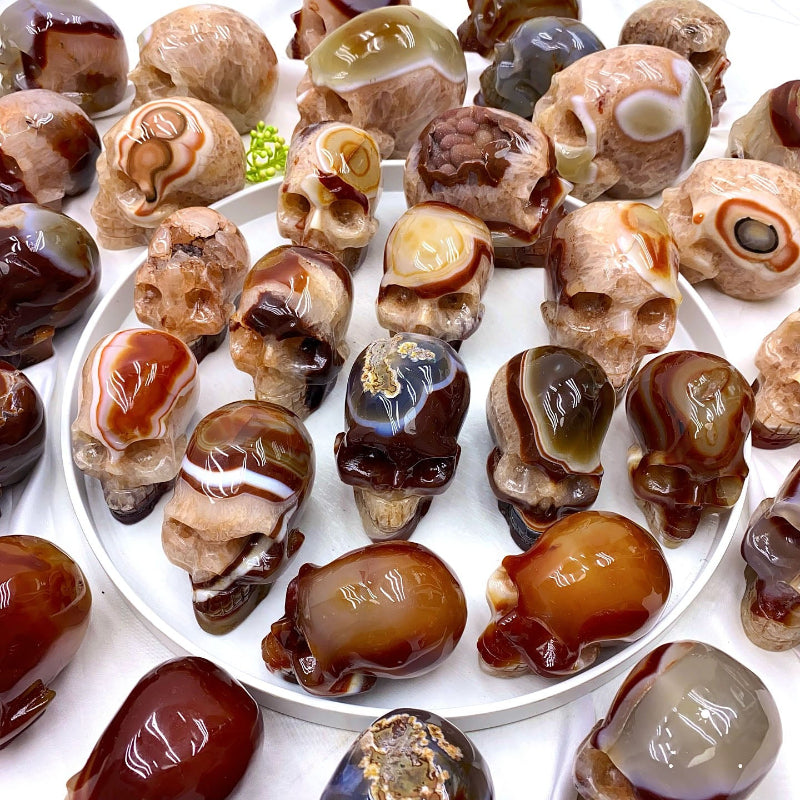 Premium wholesale carnelian crystal skull with vibrant orange-red coloration