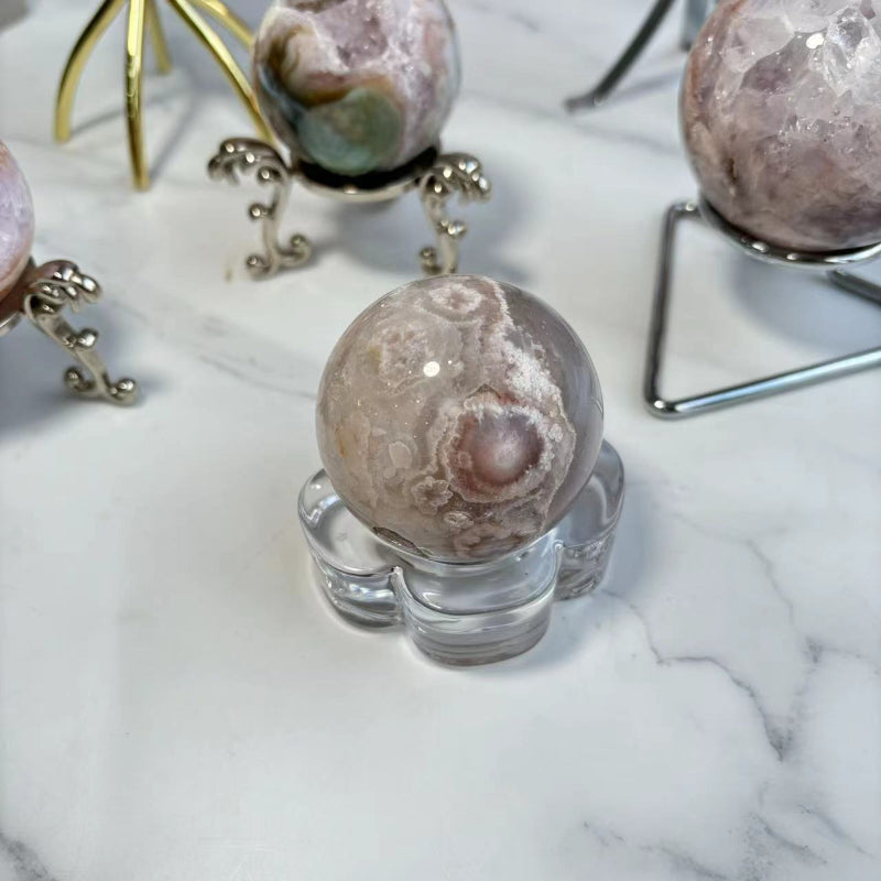 Wholesale Crystal Healing Stones Sakura Agate Spheres Display
