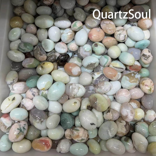 Premium wholesale Flower Agate tumbled stones with pink and white patterns