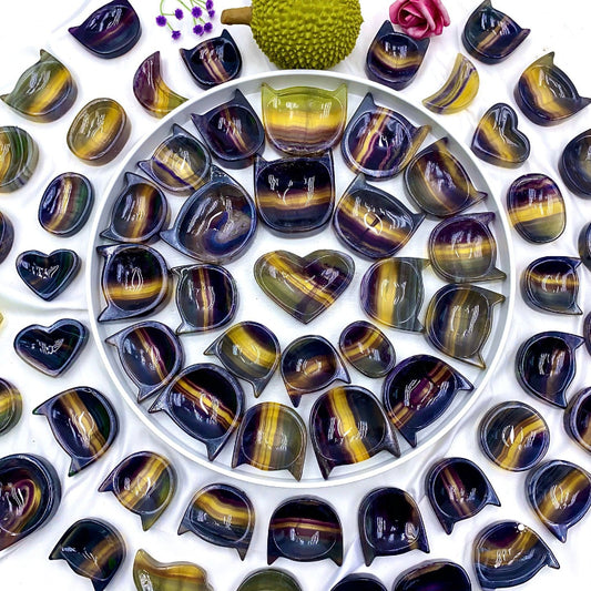 Natural fluorite crystal bowl with purple and green banding wholesale crystal supply