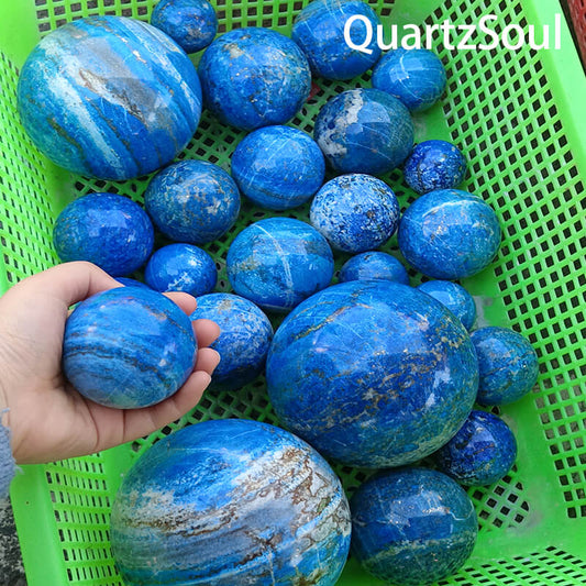 Premium wholesale Lapis Lazuli spheres with deep blue color and golden pyrite inclusions