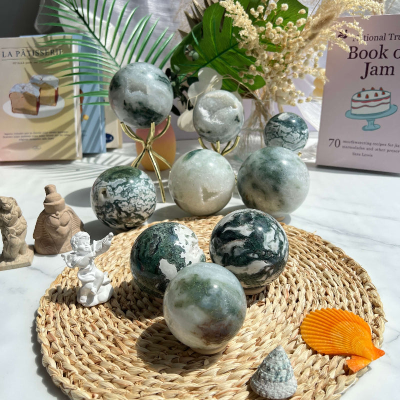 Wholesale Moss Agate Crystal Spheres Collection