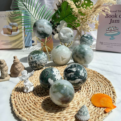 Wholesale Moss Agate Crystal Spheres Collection