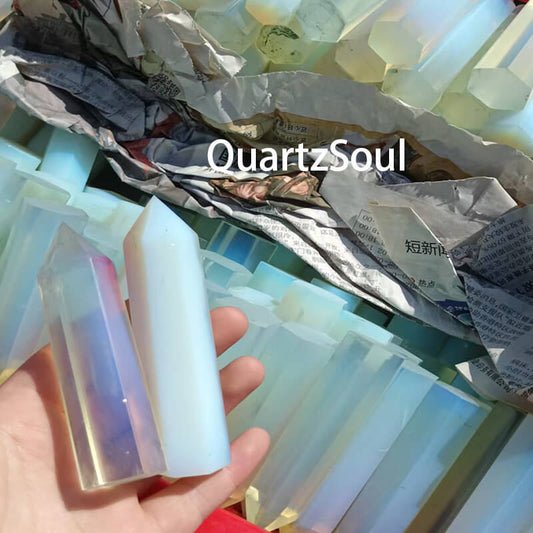 Premium wholesale opal crystal towers with iridescent flash for metaphysical shops