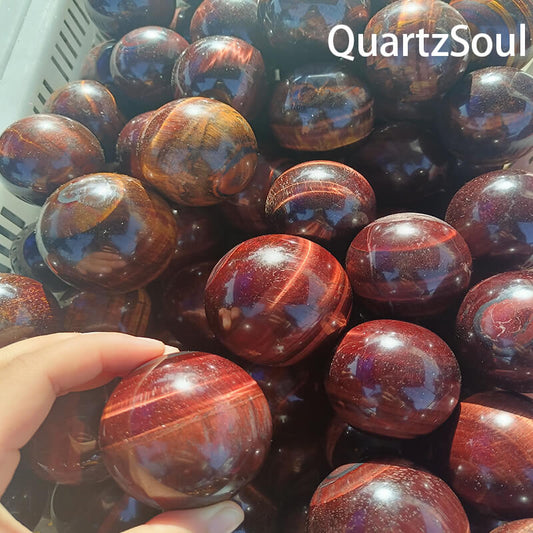 Premium wholesale Red Tiger's Eye sphere with golden-red banding