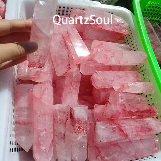 Natural wholesale rose quartz tower points for crystal healing practitioners