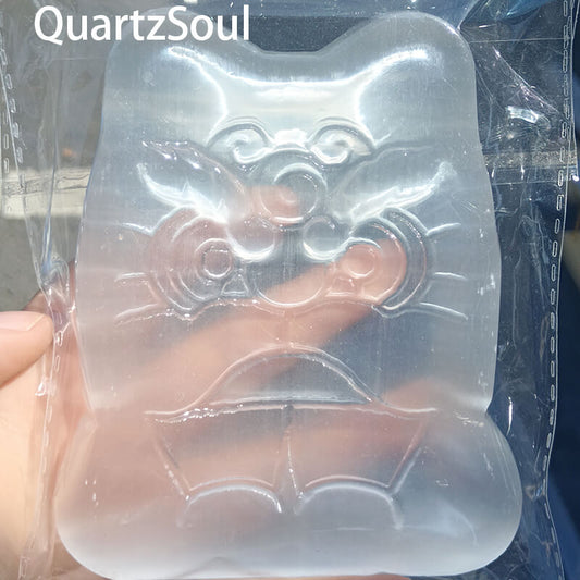 Hand-carved selenite crystal cat figurine for wholesale crystal suppliers