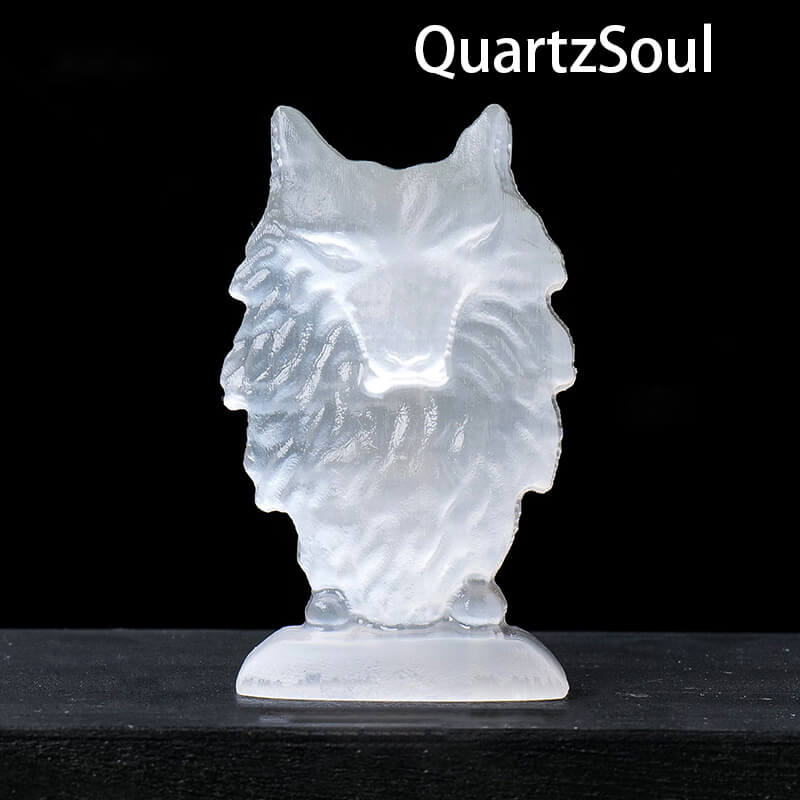 Size Comparison of Selenite Wolf Crystal Holder