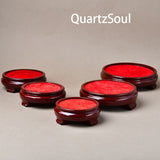 Wooden crystal ball stands in multiple sizes for displaying spheres and minerals