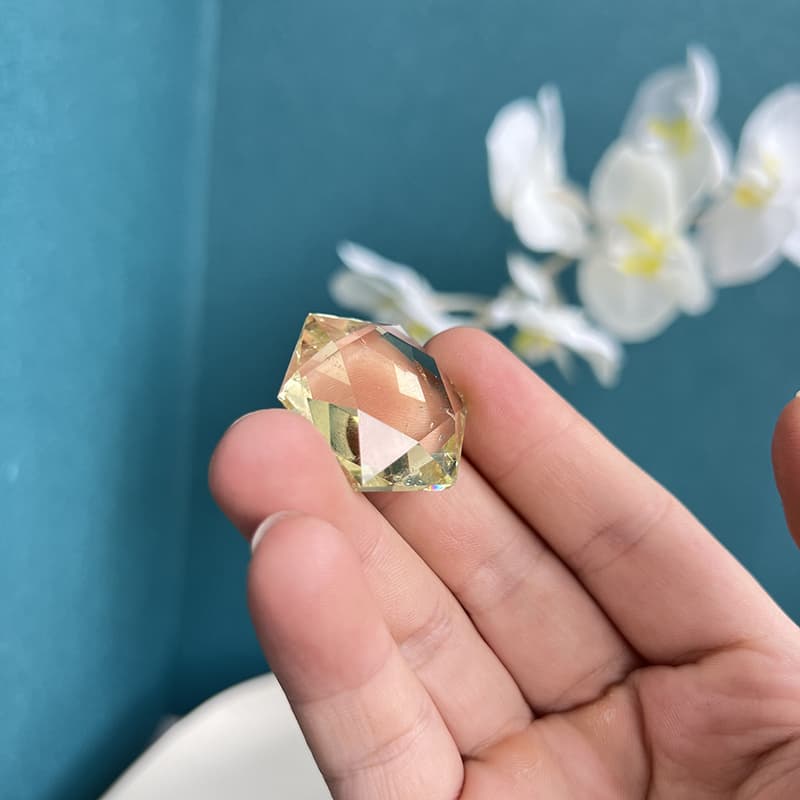 Yellow Fluorite Hexagram Crystal Used for Meditation Practice