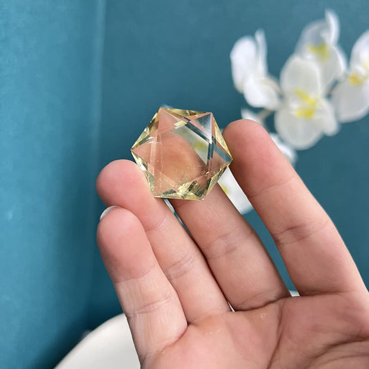 Hand-carved Yellow Fluorite Hexagram Crystal Sacred Geometry Star