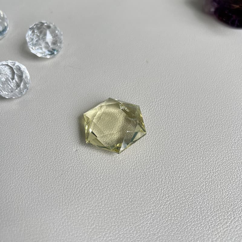 Yellow Fluorite Hexagram Crystal Size Comparison in Hand