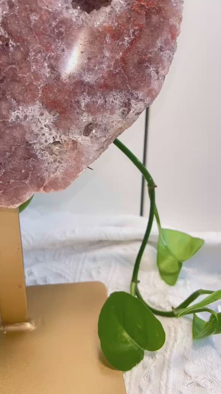 Pink amethyst slab showing beautiful crystalline structure and natural color variations