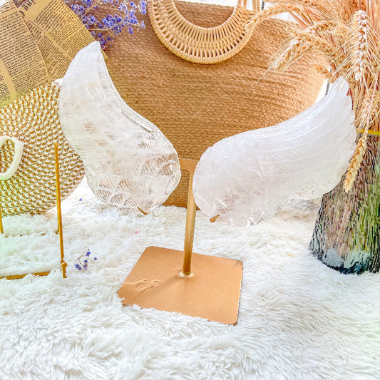 Crystal Angel Wings with Golden Stand Wholesale Healing Decor