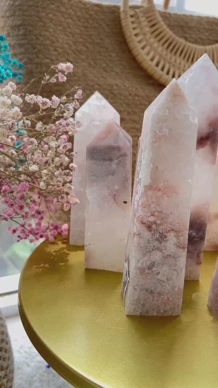 Premium white Angel Flower Agate crystal showing delicate flower formations