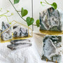 Premium Druzy Moss Agate Free Form with natural green and white patterns