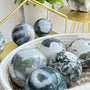 Natural Green Moss Agate Sphere Crystal with Forest Patterns