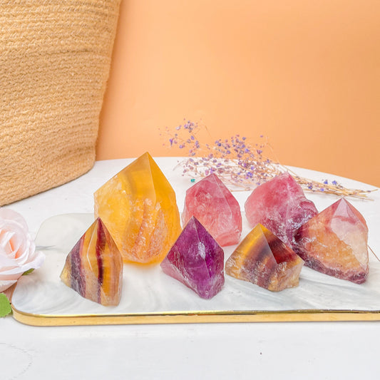 Premium Half Polish Fluorite Free Form Crystal Wholesale Healing Stone