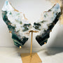 Premium moss agate crystal wings on elegant gold stand wholesale crystal healing stone
